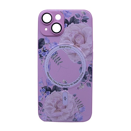 Capa Magnética com Desenho de Flores para Apple iPhone 15 Rosa